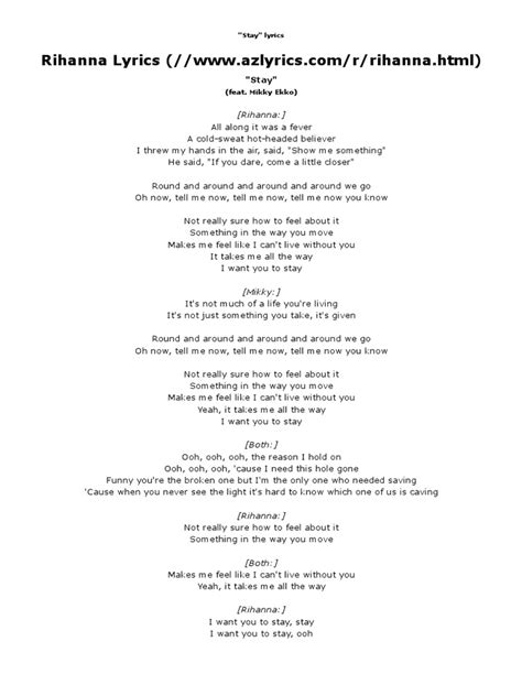 traduction rihanna stay|parole stay de rihanna.